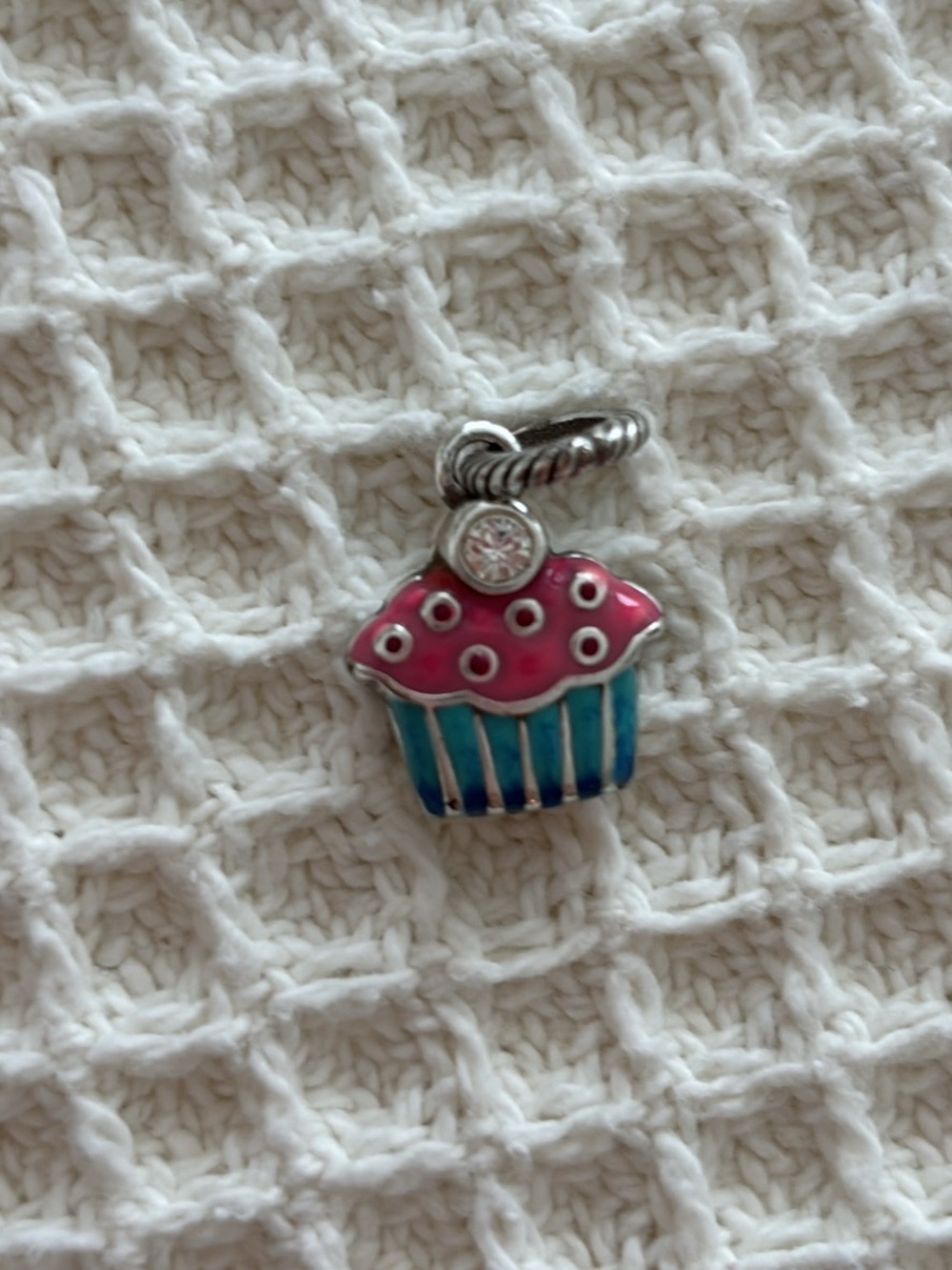 Pink & Blue Enamel Cupcake Charm Pendant Charm